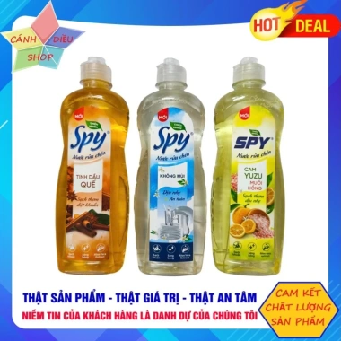 Nước rửa bát Spy 380ml thiên nhiên hương thơm dịu nhẹ - Không mùi, tinh dầu quế, cam yuzu, giá chỉ 15.000đ