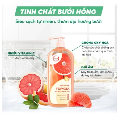 Nước rửa bát Top Gia 1kg 3 mùi hương - Không kích ứng da, sạch an toàn, bảo vệ da tay, giá 129.000₫ 5