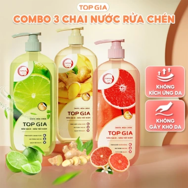 Nước rửa bát Top Gia 1kg 3 mùi hương - Không kích ứng da, sạch an toàn, bảo vệ da tay, giá 129.000₫ 10