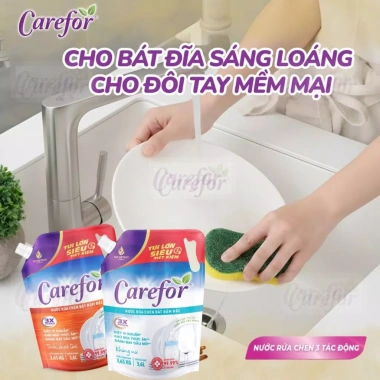 Nước Rửa Bình Sữa Chén Bát Carefor 3.600ml Đậm Đặc Thiên Nhiên Sạch Sâu An Toàn Da Tay Giá 119.000đ 5