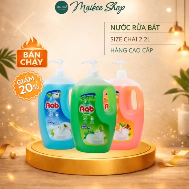 Nước rửa chén AAB Nhật Bản 2,2L - Sạch bám, tẩy dầu mỡ, an toàn da, giá chỉ 85.000₫