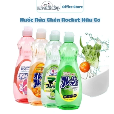 Nước rửa chén ăn dặm Rocket hương chanh bưởi cam táo 600ml dịu nhẹ, giá chỉ 25.000đ