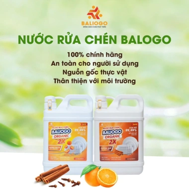 Nước rửa chén Baliogo hương cam úc, quế gừng 1,6L - An toàn da, giảm giá 65k