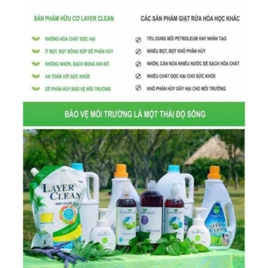 Nước rửa chén bát hữu cơ Layer Clean 2L hương quả Hồng, chiết xuất thực vật, giá chỉ 50.000đ