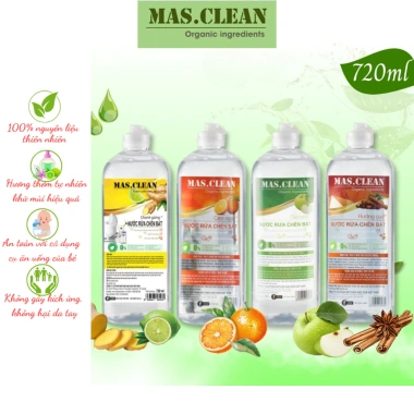 Nước Rửa Chén Bát Hữu Cơ Mas.Clean Gốc Thực Vật 720ml An Toàn Da Nhạy Cảm giá 29.500đ