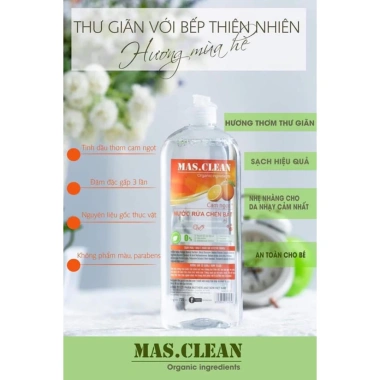 Nước Rửa Chén Bát Hữu Cơ Mas.Clean Gốc Thực Vật 720ml An Toàn Da Nhạy Cảm giá 29.500đ