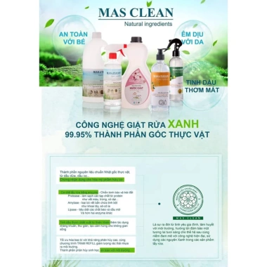 Nước Rửa Chén Bát Hữu Cơ Mas.Clean Gốc Thực Vật 720ml An Toàn Da Nhạy Cảm giá 29.500đ