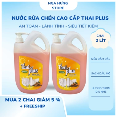 Nước Rửa Chén Bát Thai Plus Cao Cấp 2L Hương Chanh Quế - Siêu Tiết Kiệm, Sạch Thơm An Toàn, Giá 68.999₫