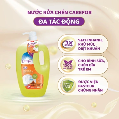 Nước rửa chén Carefor 1,9L Không bám mùi, An toàn, sạch bát, Giá 66.999đ