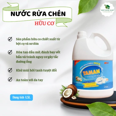 Nước Rửa Chén Dừa Tâm An 4.5L/10L - Rửa Sạch, Khử Mùi, An Toàn Da Tay, Giá 155.000₫