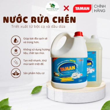 Nước Rửa Chén Dừa Tâm An 4.5L/10L - Rửa Sạch, Khử Mùi, An Toàn Da Tay, Giá 155.000₫