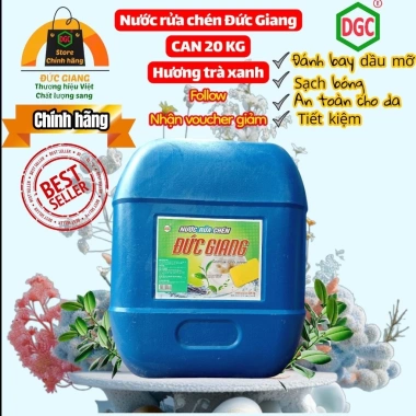 Nước rửa chén Đức Giang 20kg - Giá chỉ 120.000, tẩy dầu mỡ mạnh, tiết kiệm