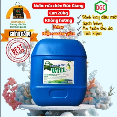 Nước rửa chén Đức Giang 20kg - Giá chỉ 120.000, tẩy dầu mỡ mạnh, tiết kiệm 8 Nước rửa chén Đức Giang 20kg - Giá chỉ 120.000, tẩy dầu mỡ mạnh, tiết kiệm 8