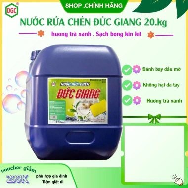 Nước Rửa Chén Đức Giang 20kg Hương Lá Trà Xanh – Diệt Khuẩn, Sạch Bóng, Khử Mùi, Giá 315k Giảm Giá