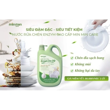 Nước rửa chén Enzym Min Min Care 2 L – Tẩy dầu mạnh, không kích ứng, chỉ 85.000đ 6