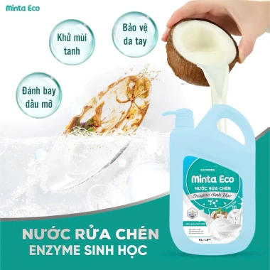 Nước rửa chén enzym thuần chay Minta - công nghệ châu Âu, hương dừa, mềm tay, lành tính, an toàn cho trẻ, giảm giá 95.999 VNĐ 3 Nước rửa chén enzym thuần chay Minta - công nghệ châu Âu, hương dừa, mềm tay, lành tính, an toàn cho trẻ, giảm giá 95.999 VNĐ 3