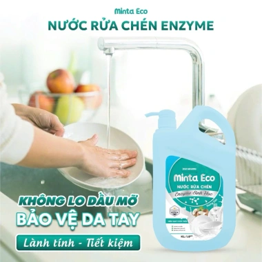 Nước rửa chén enzym thuần chay Minta - công nghệ châu Âu, hương dừa, mềm tay, lành tính, an toàn cho trẻ, giảm giá 95.999 VNĐ
