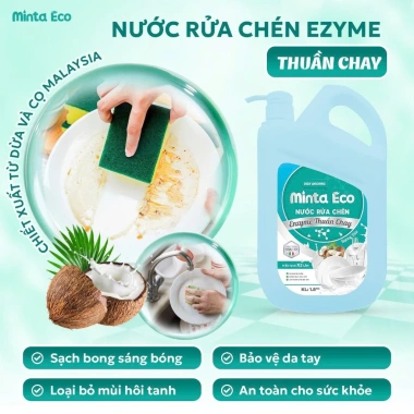 Nước rửa chén enzym thuần chay Minta - công nghệ châu Âu, hương dừa, mềm tay, lành tính, an toàn cho trẻ, giảm giá 95.999 VNĐ 10 Nước rửa chén enzym thuần chay Minta - công nghệ châu Âu, hương dừa, mềm tay, lành tính, an toàn cho trẻ, giảm giá 95.999 VNĐ 10