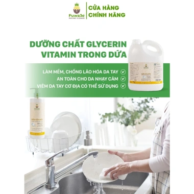 Nước Rửa Chén Fuwa3e Hữu Cơ Enzyme Sinh Học 3.8L: An Toàn Cho Bé, Bảo Vệ Da Tay, Giá 117.333 VND 3
