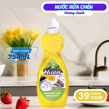 Nước rửa chén HISEN 3x750ml Hương chanh, đánh bay dầu mỡ, kháng khuẩn - 69.000đ 4