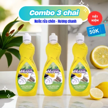 Nước rửa chén HISEN 3x750ml Hương chanh, đánh bay dầu mỡ, kháng khuẩn - 69.000đ 5