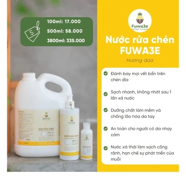 Nước Rửa Chén Hữu Cơ Fuwa3e 500ml - 100% Thiên Nhiên, Tẩy Sạch Dầu Mỡ, An Toàn Gia Đình - Giá Ưu Đãi 68.640đ