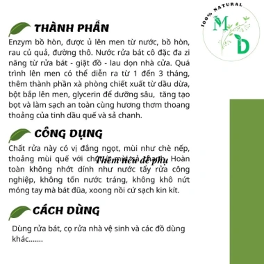 Nước rửa chén hữu cơ Hunahome enzym bồ hòn - an toàn, không hại da tay, chỉ 70.000đ 2