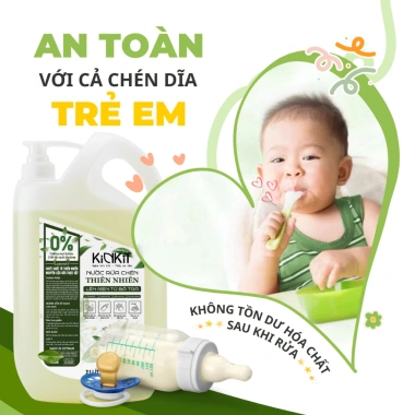 Nước Rửa Chén Hữu Cơ KinKit 2.1L Trà Xanh Lên Men Không Paraben - Mềm Dịu Da Tay, An Toàn Cho Bé