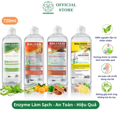Nước Rửa Chén Hữu Cơ Mas.Clean 720ml - Gốc Thực Vật, An Toàn Da, Giá 32.000đ