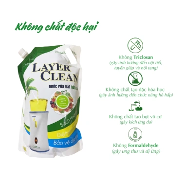 Nước rửa chén Layer Clean 550ml hương Bưởi - Giá 22.000, sạch bát, không bọt, thơm tự nhiên