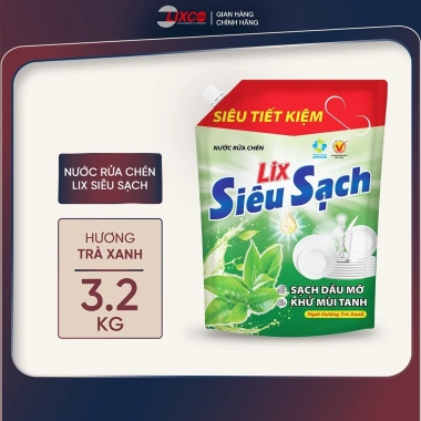Nước rửa chén LIX 3.2KG siêu sạch đa hương, túi tiện lợi, loại bỏ dầu mỡ, bảo vệ da tay - Chỉ 94.000₫ 4