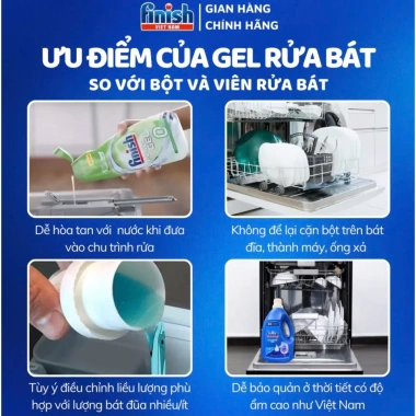 Nước rửa chén máy 900ml Finish Eco Hữu Cơ 60% - An toàn, 0% EU, giá 279.000₫ 5