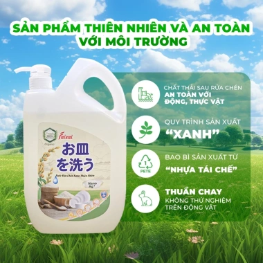 Nước Rửa Chén Nano Faixai 2L Cám Gạo, Làm Sạch Nhanh Dầu Mỡ, Dịu Nhẹ Da Tay, 69.000₫ 4