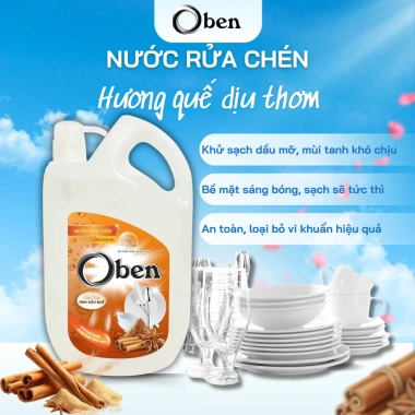 Nước Rửa Chén Oben 2L Hương Quế Dịu Thơm – Khử Dầu Mỡ, Sạch Bóng, Giá 69.5k