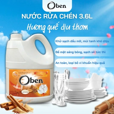 Nước Rửa Chén Oben 3.6L Hương Quế Dịu – Khử Dầu Mỡ, Dịu Nhẹ Da Tay, Giá 99.000₫