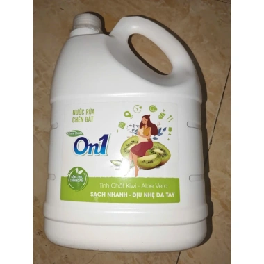 Nước rửa chén On1 3.5kg tinh chất Chanh Sả, Quế Cam, Kiwi & Aloe Vera - Giảm giá 135k, làm sạch nhanh, thơm tự nhiên