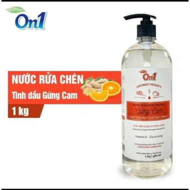 Nước rửa chén On1 tinh dầu gừng cam 1kg - Giá ưu đãi 49.000đ, sạch bám, hương thơm nhẹ nhàng