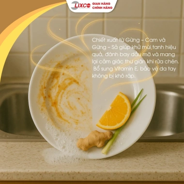 Nước rửa chén On1 tinh dầu gừng sả 1Kg - Sạch bóng, diệt dầu mỡ, bảo vệ da tay 6