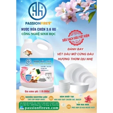 Nước rửa chén PASSION FIRE - Tẩy dầu mạnh, hương thơm, chỉ 119.000đ giảm từ 152.320đ