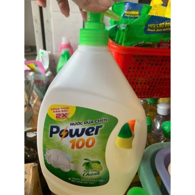 Nước Rửa Chén POWER100 Tinh Dầu Chanh 1.4kg - Giá 52.000₫ Tẩy Dầu Mỡ, Hương Chanh Tươi 4