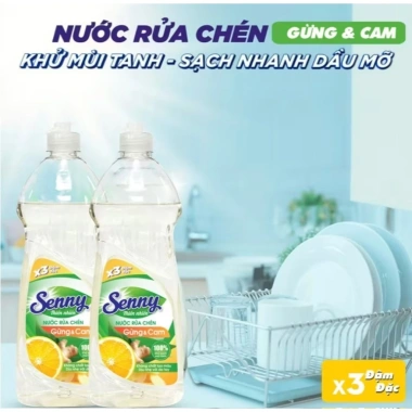 Nước rửa chén Senny 750gr - Giá 33k, tẩy dầu mạnh, hương thơm nhẹ, bảo vệ tay