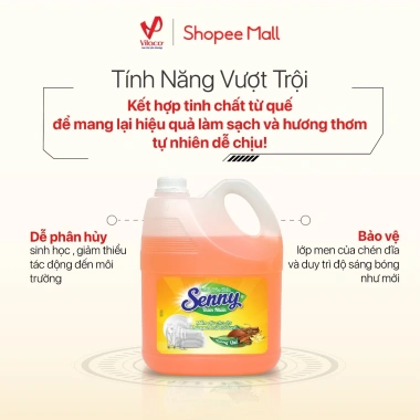 Nước rửa chén Senny hương quế 3,5kg – Khử mùi, tẩy sạch dầu mỡ cứng đầu, giá ưu đãi 100.938₫ 4