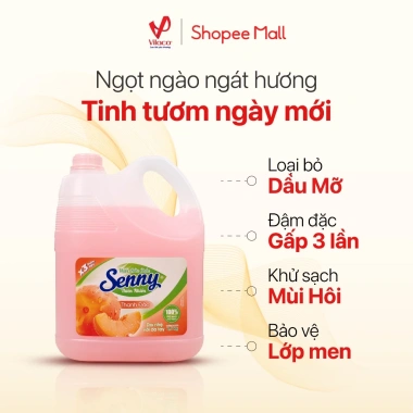 Nước Rửa Chén Senny Hương Thanh Đào 3.5kg - Khử Mùi, Bỏ Dầu Mỡ, Bảo Men 96.000₫ 4
