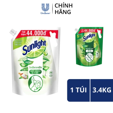 Nước Rửa Chén Sunlight Hương Chanh Trà Xanh Thiên Nhiên Lô Hội 3.1-3.3kg Giá Ưu Đãi 31.900 VND
