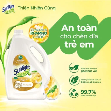 Nước Rửa Chén Sunlight Thiên Nhiên Gừng Gốc Thực Vật 3.5kg An Toàn Cho Bé 139.000