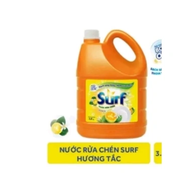 Nước rửa chén Surf hương tắc 3,6kg, công thức mạnh tẩy sạch dầu mỡ, chỉ 87.000 VND