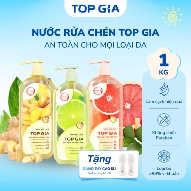 Nước Rửa Chén Top Gia chiết xuất tự nhiên, an toàn cho da tay, sạch, 132.300₫