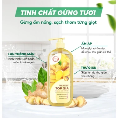 Nước Rửa Chén Top Gia chiết xuất tự nhiên, an toàn cho da tay, sạch, 132.300₫