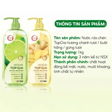 Nước rửa chén TopGia hương chanh 1.08kg - Làm sạch vượt trội, bảo vệ da tay, 49.999₫ 4