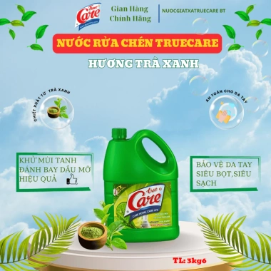 Nước rửa chén True Care 3kg - Khử mùi tanh, siêu bọt, tiết kiệm, chiết xuất thiên nhiên, chỉ 80.000 VND 3